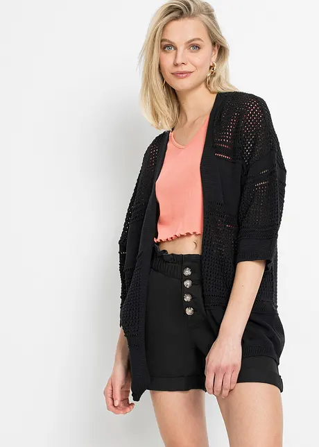 Cardigan en maille ajourée, bonprix