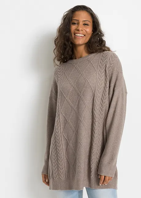 Pull oversize en maille torsadée, bonprix