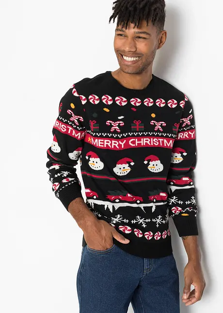 Pull en maille fine avec motif de Noël, bonprix