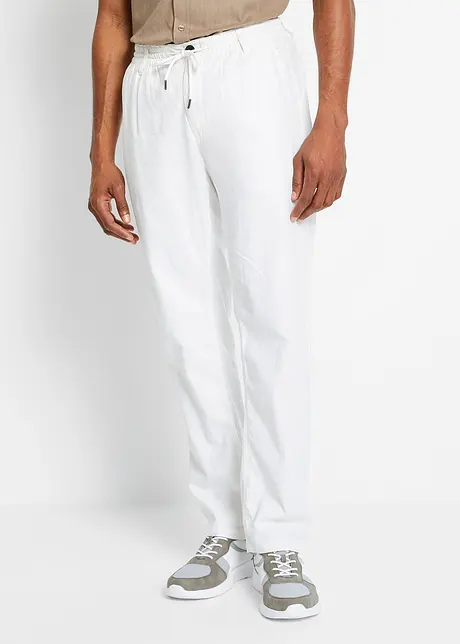 Pantalon chino en lin majoritaire avec taille extensible Regular Fit, Straight, bonprix