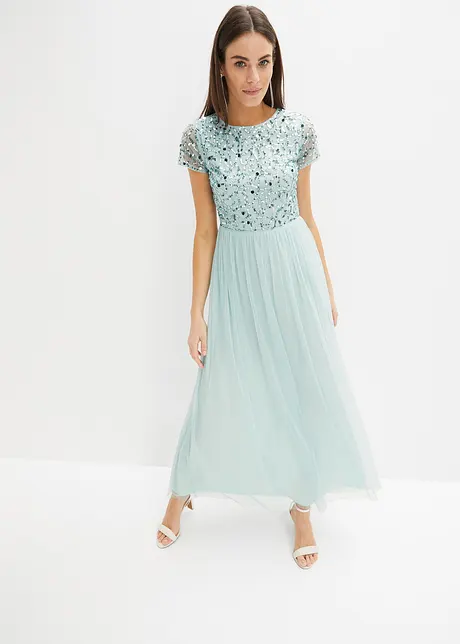 Robe longue avec paillettes appliquées, bonprix