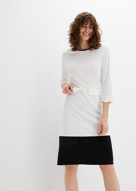 Robe en jersey - blanc/noir