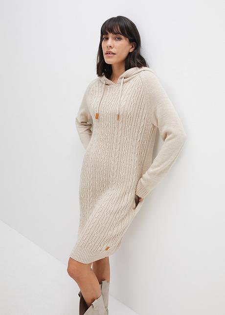 Robe Fille 7-8 Ans Happiness - Maille Torsadée Écru - Manches Longues - Neuf