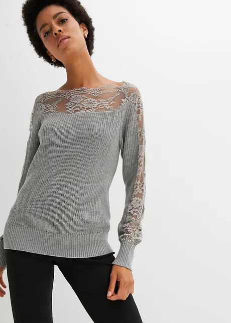 Pull avec dentelle, bonprix