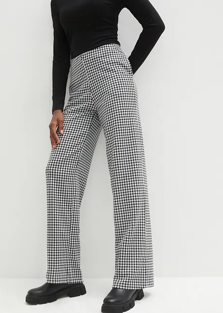 Pantalon extensible à motif pied-de-poule, Wide leg, bonprix