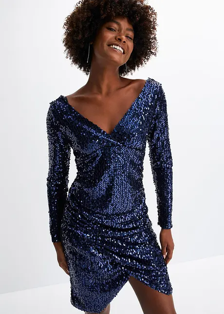 Robe froncée à sequins, bonprix