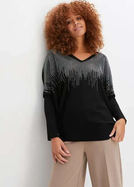 Pull avec application de strass, bonprix