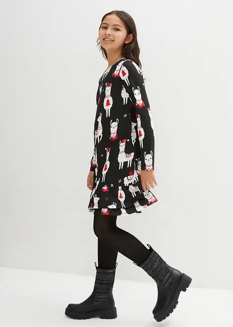 Robe en jersey fille avec motif de Noël, bonprix