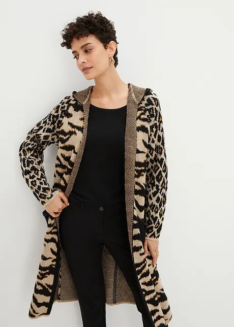 Manteau en maille avec sequins et capuche, bonprix