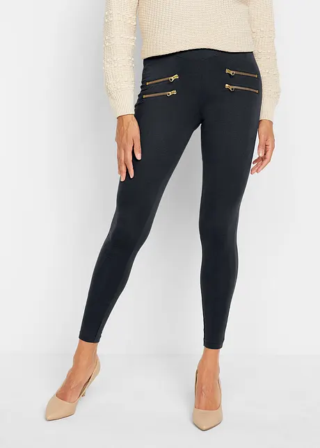 Legging avec taille confortable et zips décoratifs, bonprix