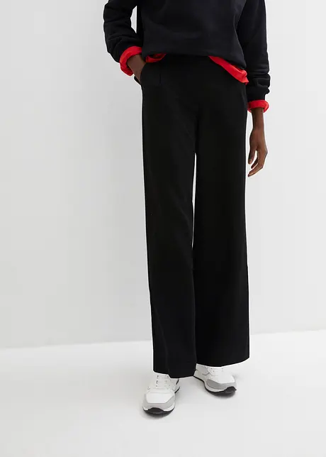 Pantalon large à pinces avec taille haute confortable et ajustable, bonprix