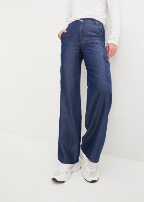 Pantalon ample et taille haute à poches pratiques - bleu nuit denim