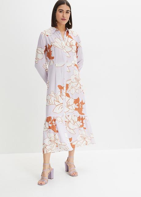 Robe blouse - mauve/écru/noisette imprimé floral