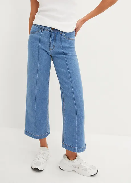 Jean taille moyenne, jambe évasée, cropped, bonprix