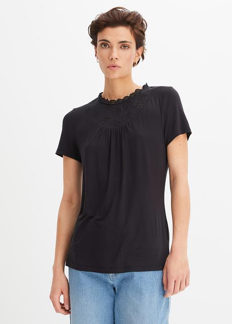 T-shirt à dentelle - noir