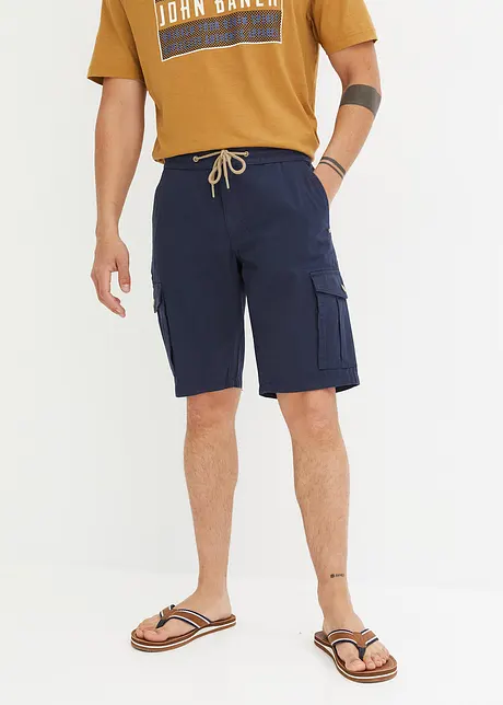 Bermuda cargo avec taille élastiquée et lien à nouer, Regular Fit, bpc bonprix collection