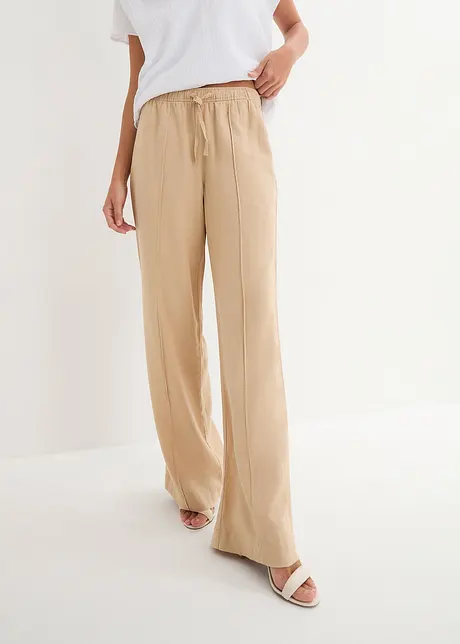 Pantalon en lin à plis religieuse, bonprix