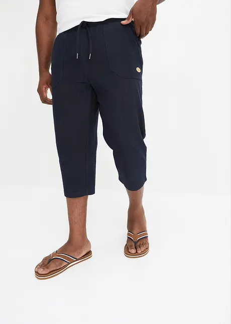 Pantalon 3/4 molleton aspect denim à taille élastiquée, bonprix