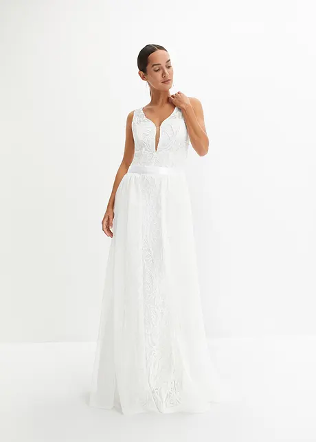 Robe de mariée à paillettes avec jupe amovible en mesh, bonprix