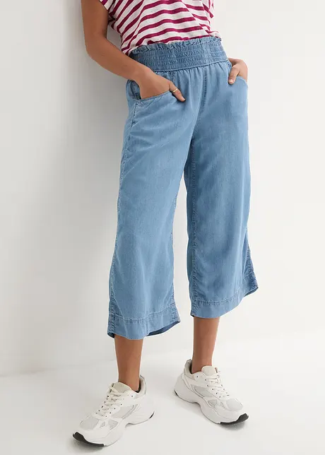 Jupe-culotte ample avec large empiècement taille confortable en twill léger, bonprix