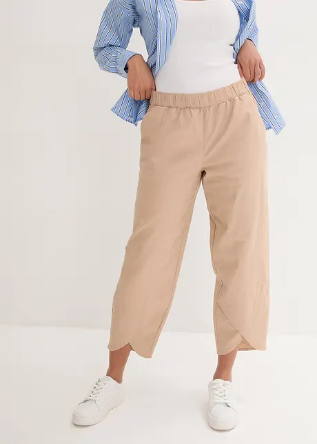 Pantalon en lin majoritaire, longueur cheville et taille confortable, Loose Fit, bonprix