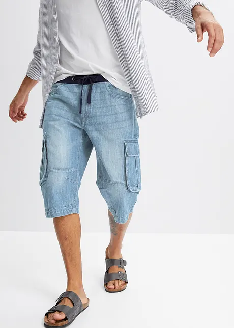 Bermuda long en jean, Loose Fit, bonprix