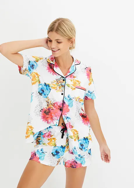 Pyjama court avec chemise boutonnée et viscose, bonprix