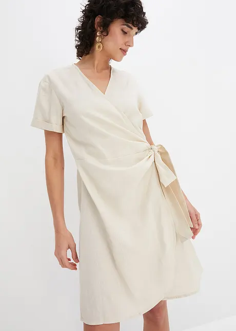 Robe portefeuille en lin mélangé, bonprix