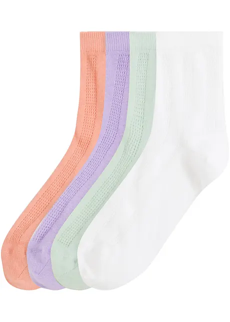 Lot de 4 paires de mi-chaussettes pointelle en coton, bpc bonprix collection