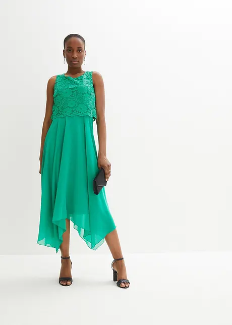 Robe premium en crêpe avec dentelle, bonprix