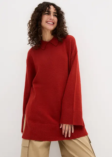 Pull oversize avec col roulé et fentes sur le côté, bonprix