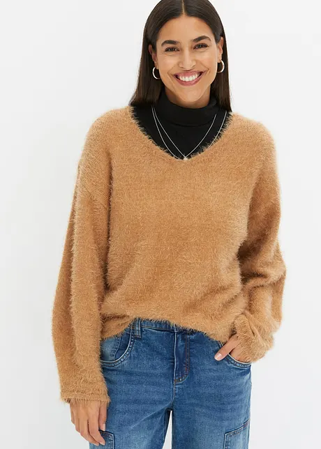 Pull en fil plume douillet, bonprix