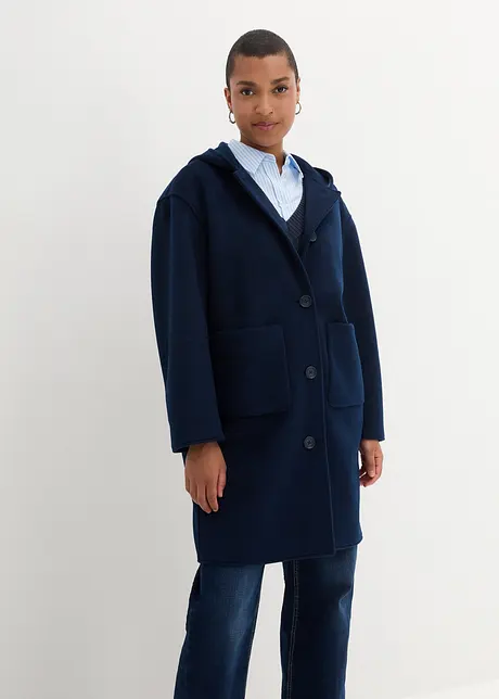 Manteau court aspect laine à capuche, bonprix