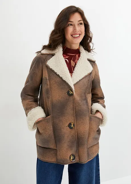 Veste aspect shearling à poches, bonprix