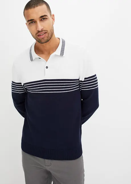 Pull polo en fine maille, bonprix