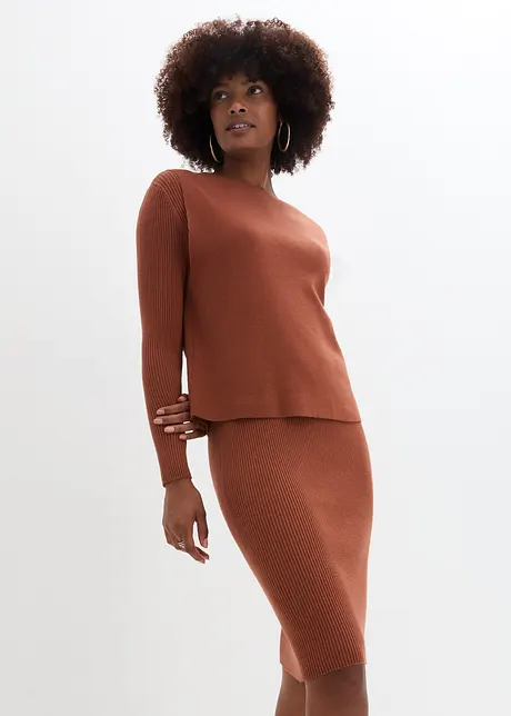 Robe en maille et pull sans manches (ens. 2 pces), bonprix