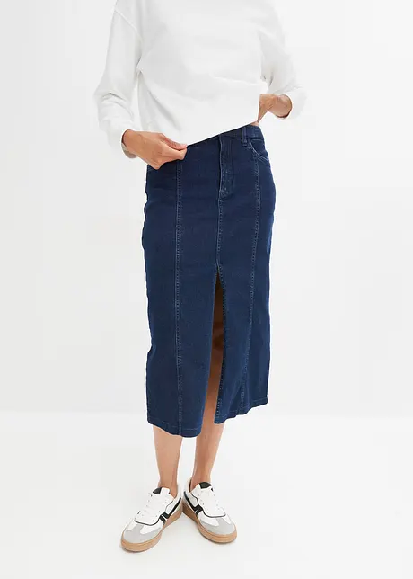 Jupe midi en jean avec fente, bonprix