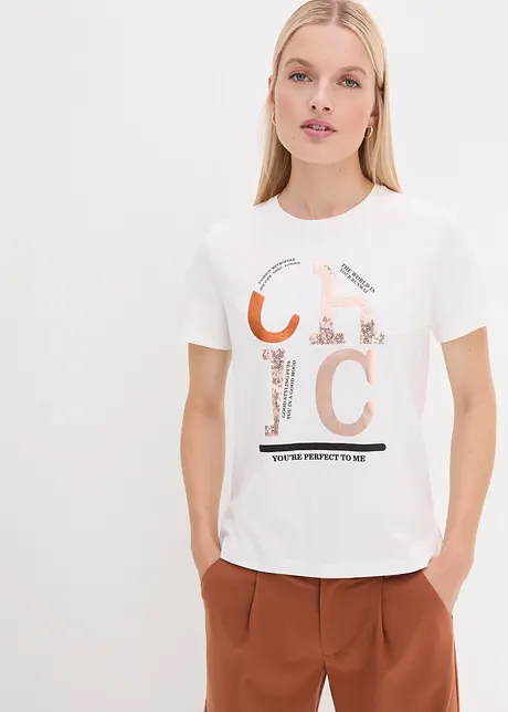 T-shirt avec imprimé brillant, bonprix