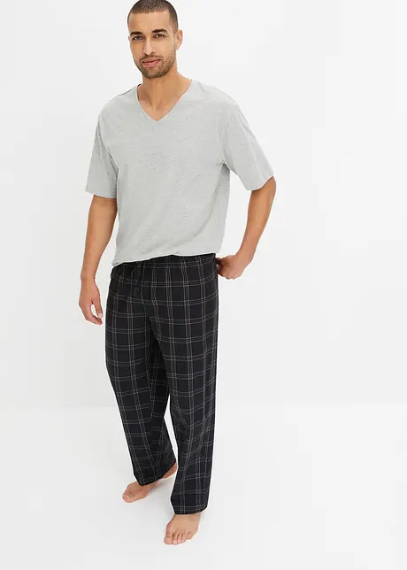 Pyjama avec pantalon tissé en coton, bonprix