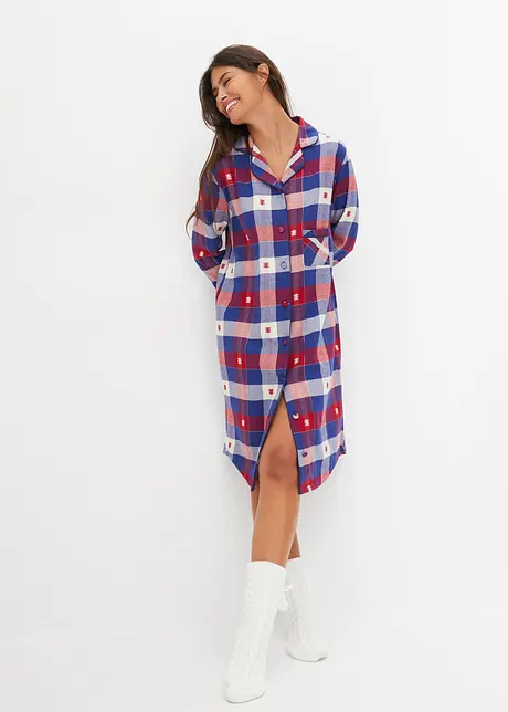 Chemise de nuit tissée en flanelle avec patte de boutonnage, bonprix