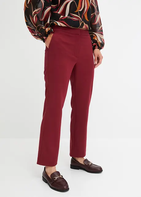 Pantalon droit à taille élastiquée pour plus de confort - rouge rubis