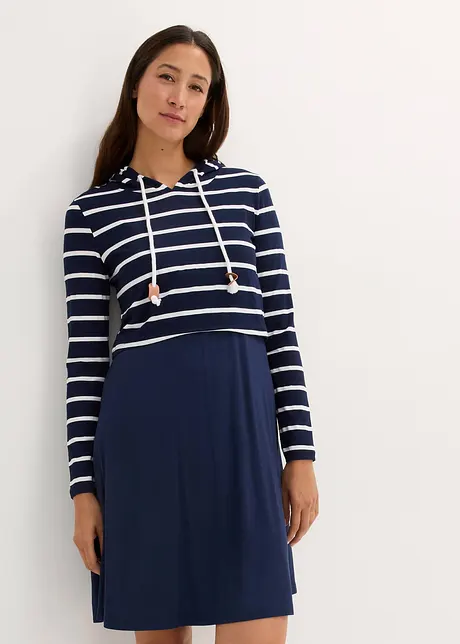 Robe de grossesse et d'allaitement avec pull à capuche en viscose, bonprix