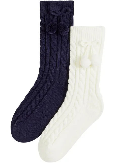 Lot de 2 paires de chaussettes épaisses en maille torsadée, bonprix