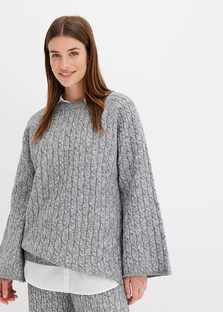 Pull oversize en maille torsadée, bonprix