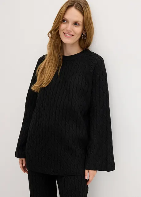 Pull oversize en maille torsadée, bonprix