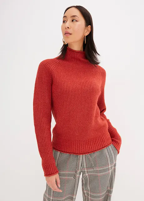 Pull en maille à col montant, bonprix