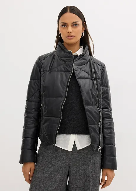 Veste matelassée en cuir nappa, bonprix