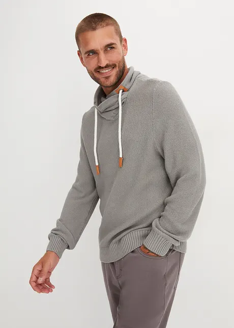 Pull coton à col châle, bonprix