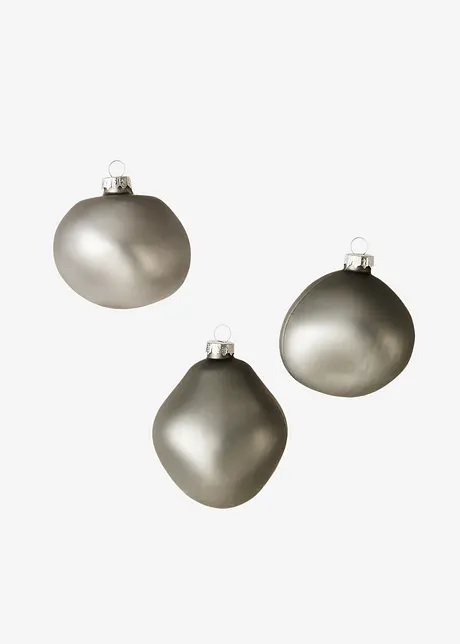 Lot de 3 boules de Noël dans des formes organiques, bonprix