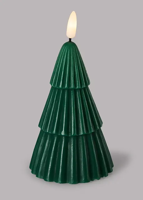 Bougie cire véritable et LED sous forme de sapin de Noël, bonprix